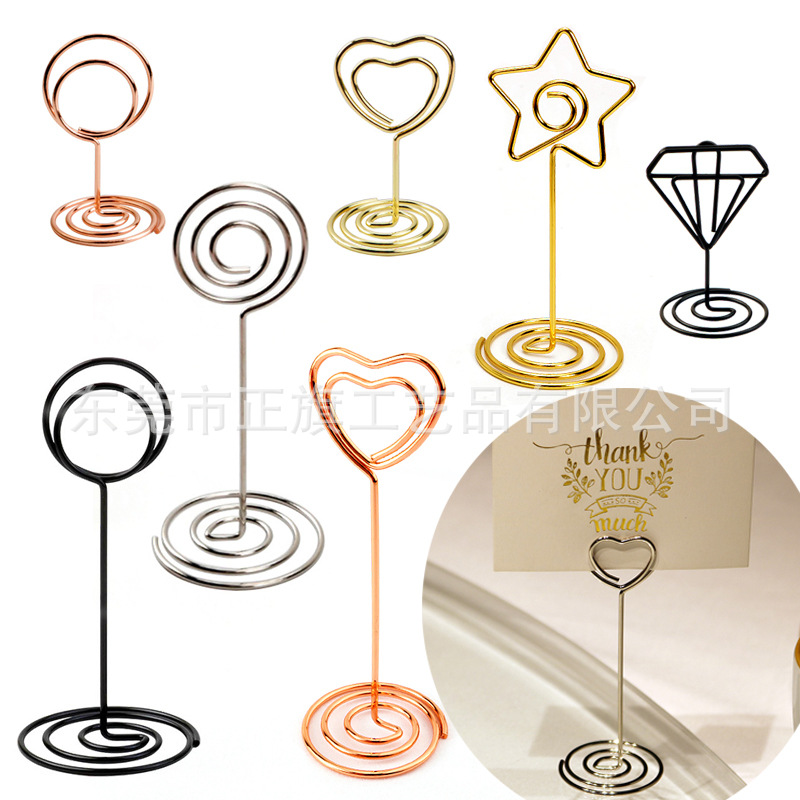 Picture of Amazon Hot Selling Creative Metal Card Holder Heart-Shaped Notes Holder Table Number Card Holders