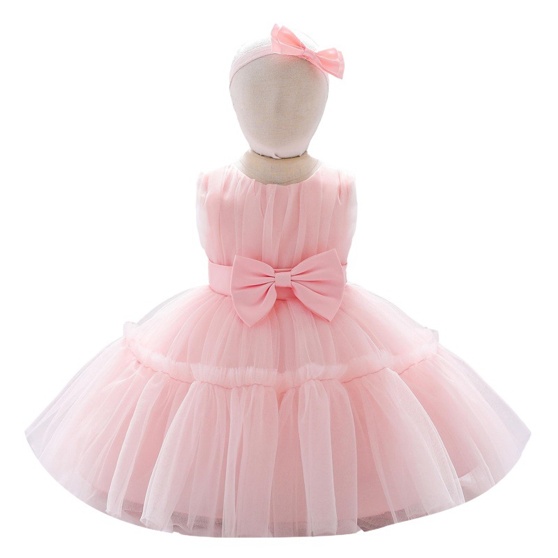 Amazon wish one-year-old dress baby girl sleeveless puffy dress full moon gift children's dress with headdress