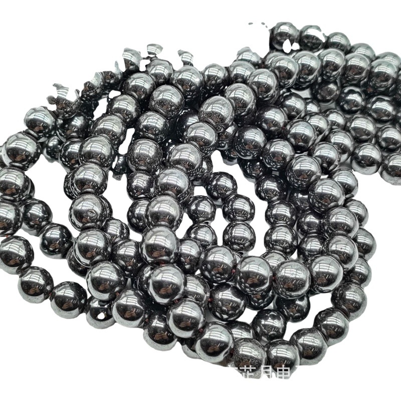 Picture of Zhiyue black gall stone loose beads jewelry accessories DIY beaded bracelet necklace iron ore with magnetic round beads hematite