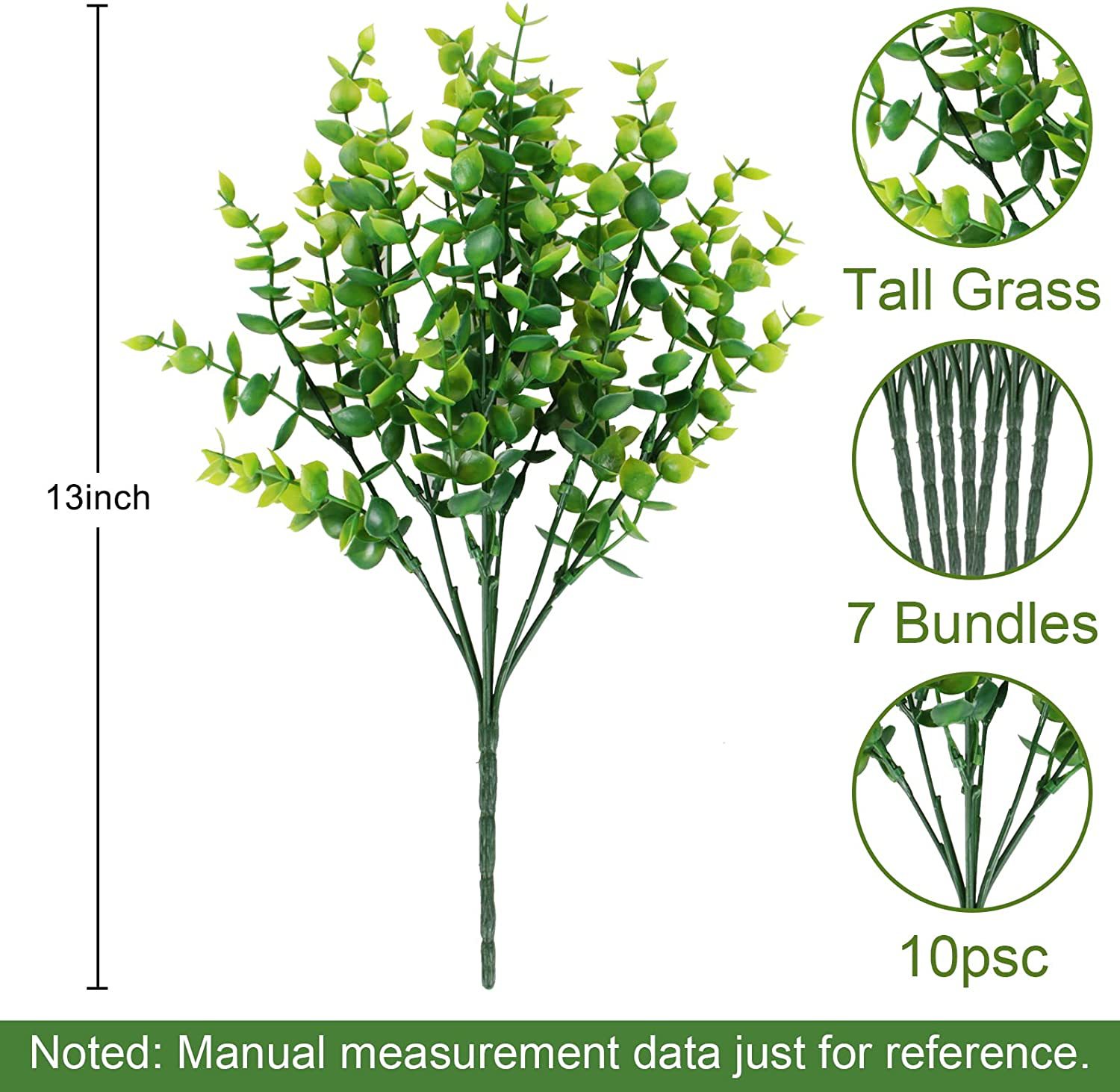 Picture of Cross-border artificial green plant 7 fork plastic flower spring grass rosemary stem Persian Fern eucalyptus inside and outside decorative partition plug