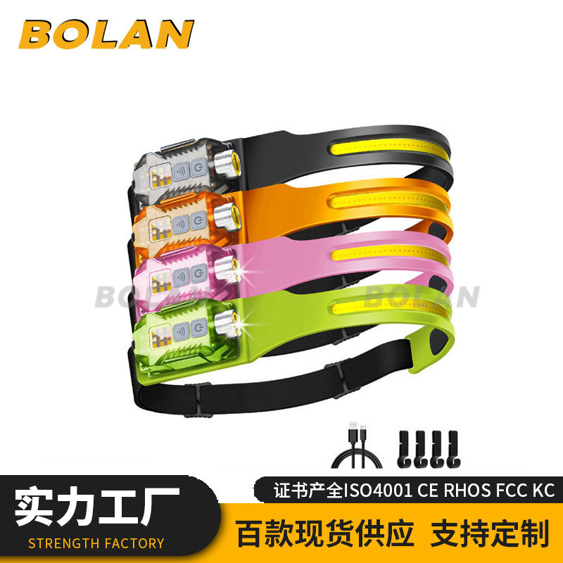 Outdoor new wave induction COB headlight flashlight two-in-one riding night running night fishing bright headlight
