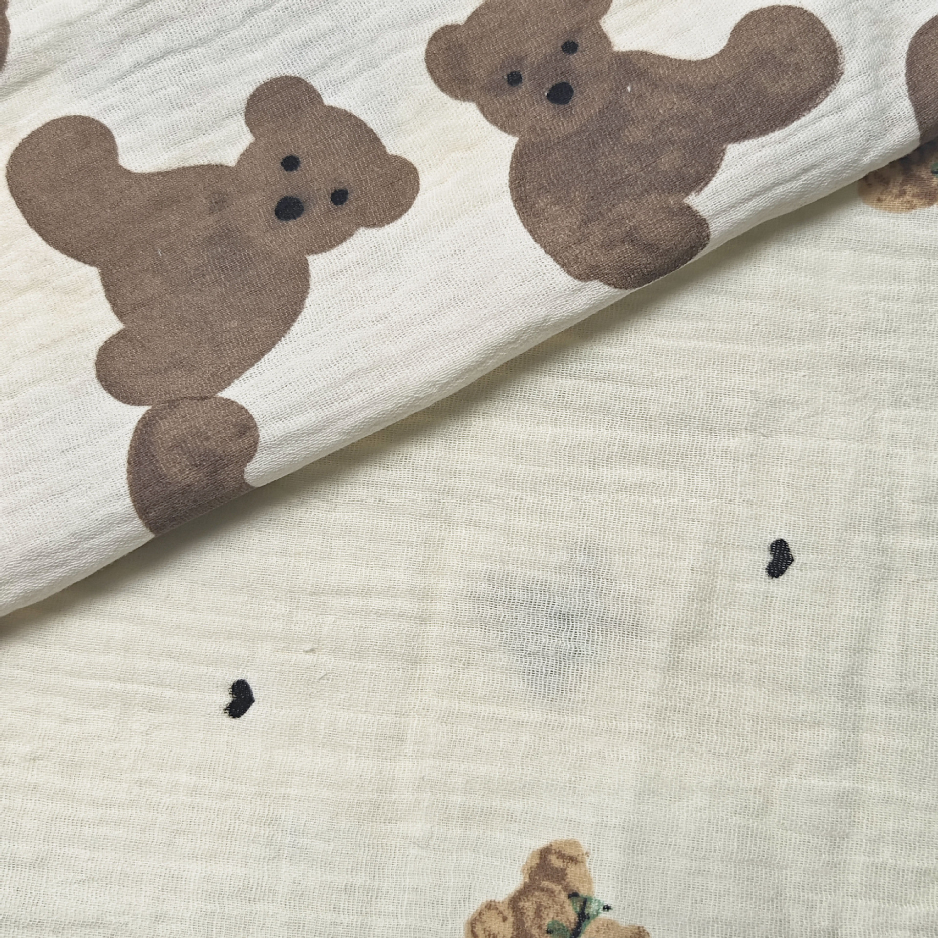Woven double-layer yarn Zou cloth pastoral small fresh bear fine printed fabric children's pajamas home boutique