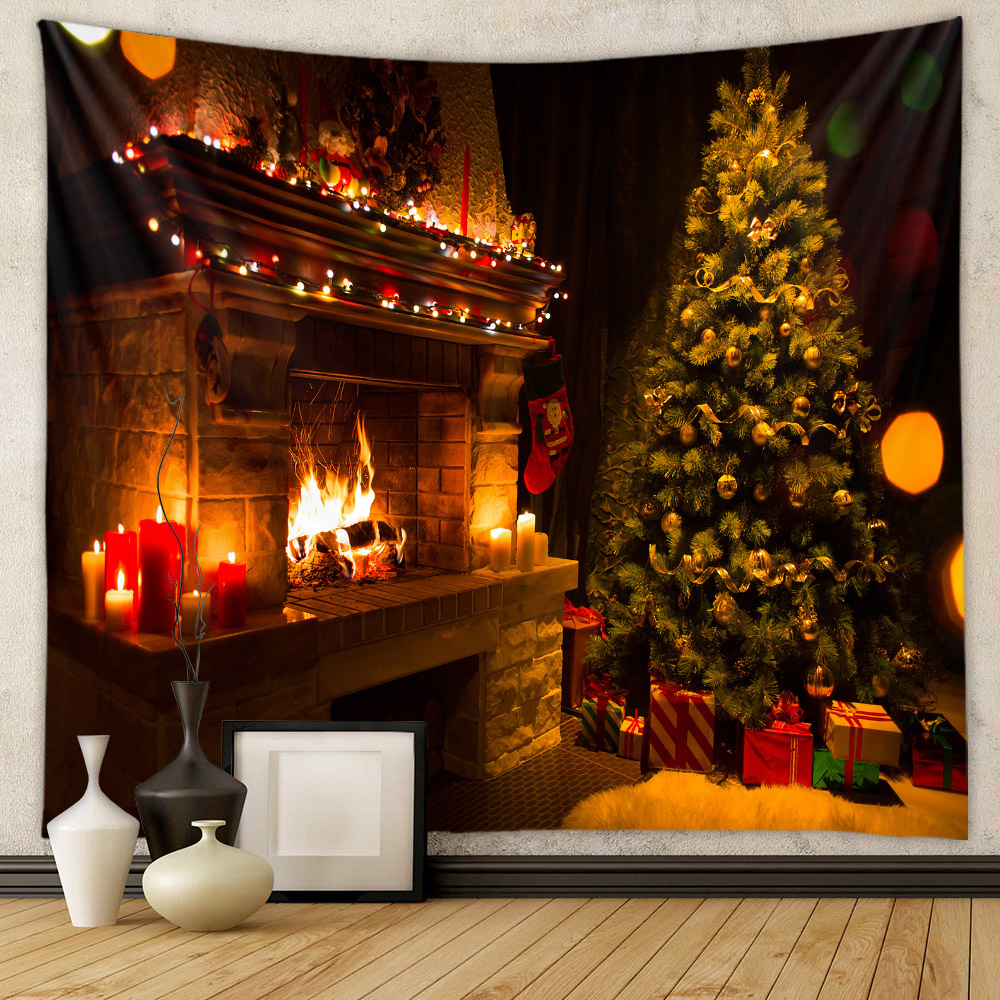 Picture of Christmas Tree Tapestry Room Decorative Wall Cloth Ins Wind Hanging Cloth Cross Border Home Bohemian Tapestry Christmas Tapestry