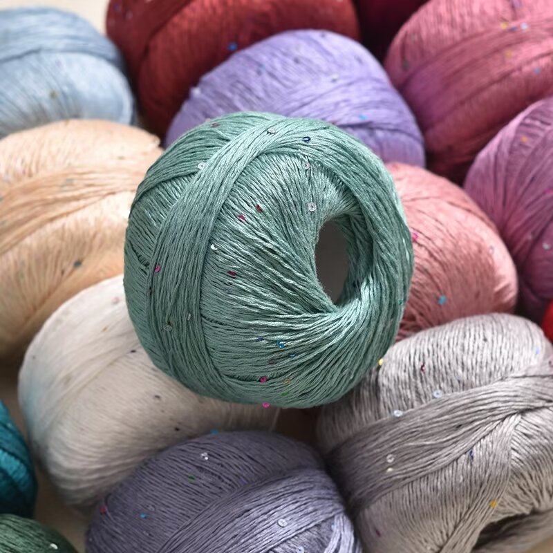 Colorful sequin thread hand-woven wool beads colorful sequin yarn lace thread summer cotton yarn factory wholesale