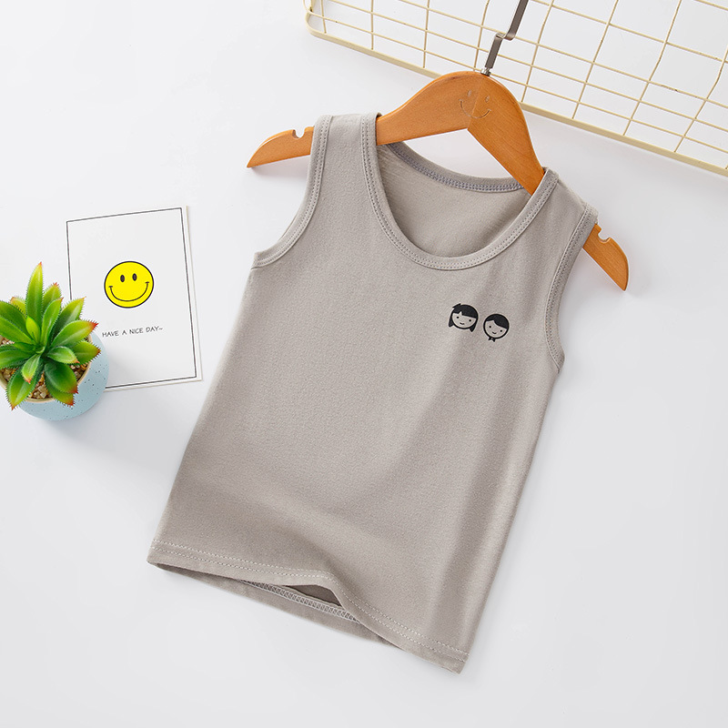 Picture of New Children's I-shaped Vest Cotton Casual Base Shirt Sweat-absorbent Solid Color Children's Multi-color Vest for Summer