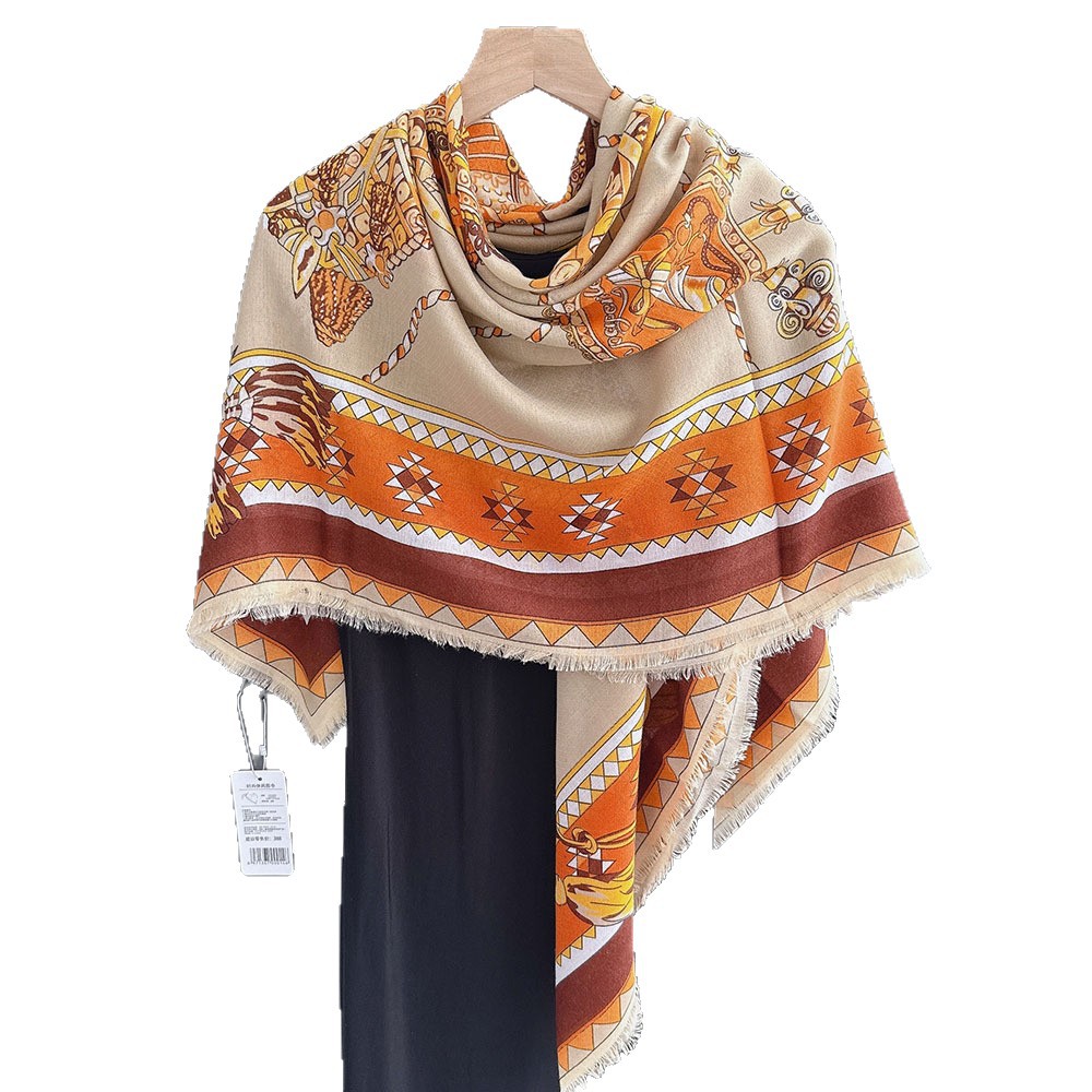 Picture of Noble Elegant 130cm Cotton and Linen Blended Square Scarf for Women, Light and Breathable, Exotic Style, Versatile Scarf, Warm Shawl