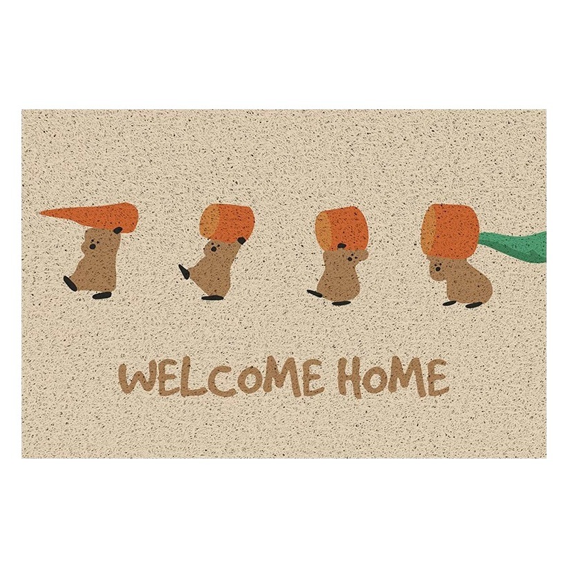 Cartoon foot mat non-slip floor mat one-piece delivery door mat wire ring wear-resistant household entrance door carpet