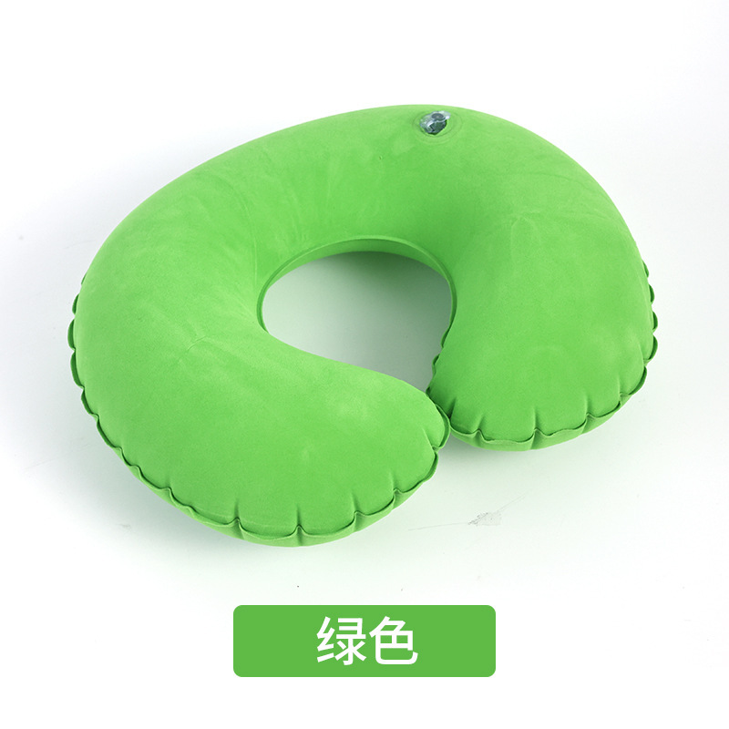 Picture of in stock travel inflatable pillow car airplane neck pillow U-shaped inflatable pillow pvc flocking travel pillow wholesale