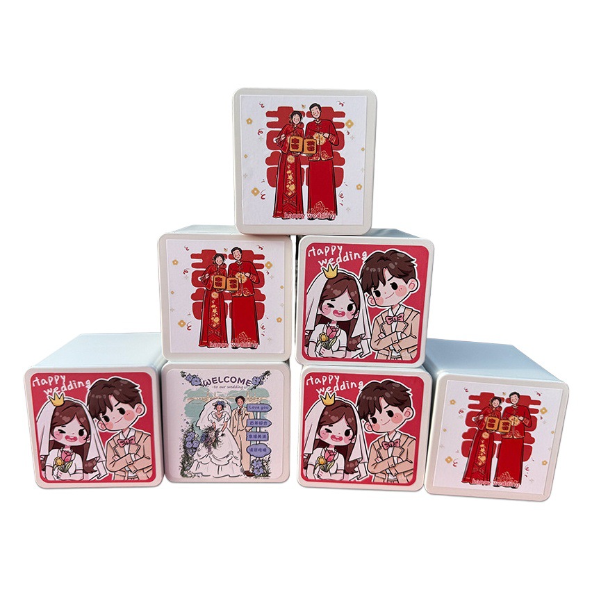 Shixin Manufacturer Tinplate Box Wedding Candy Box Candle Jar Square Spot Square Pure Color Tin Can Wedding Candy Jar Wedding