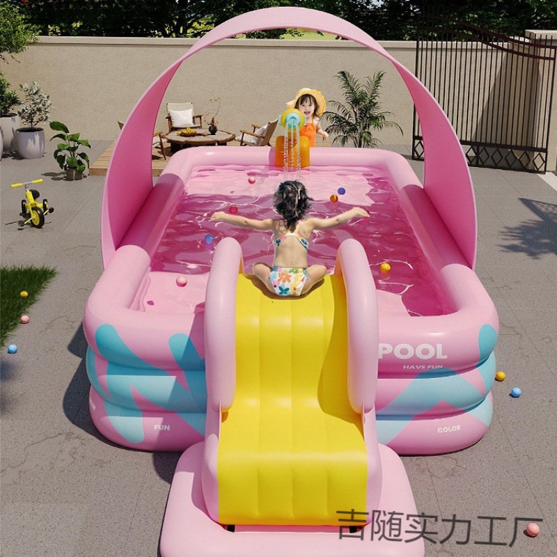 Kids Inflatable Sunshade Slide Swimming Pool Home Indoor Outdoor Adult Bathing Kids Large Collapsible Pool