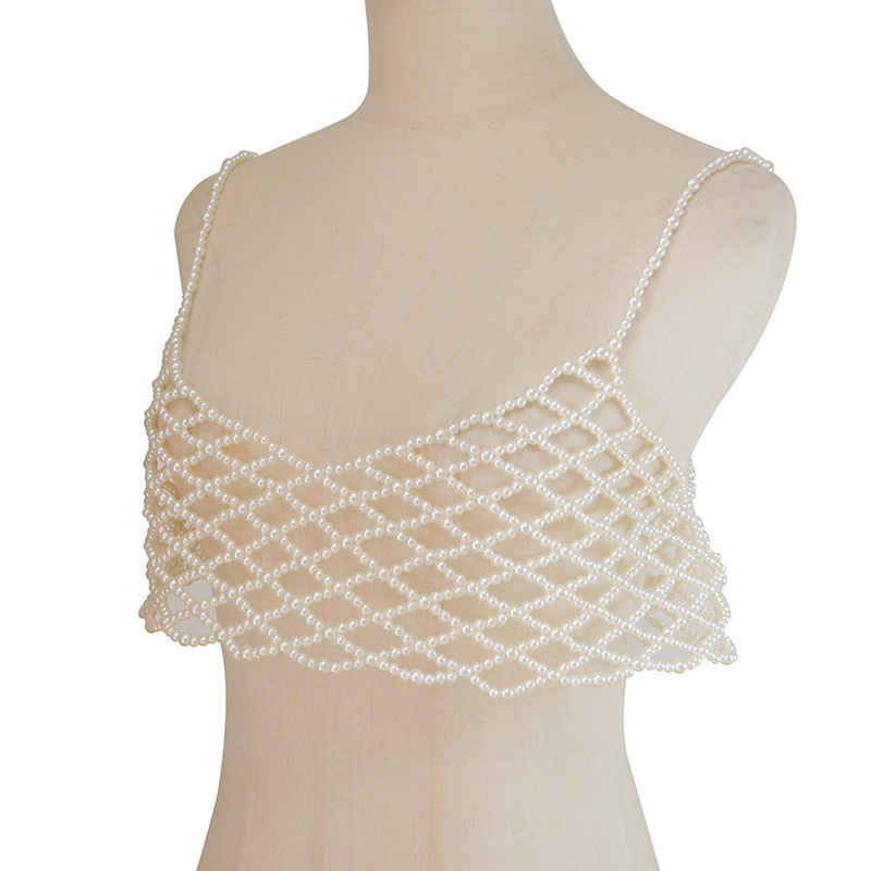 Picture of European and American cross-border jewelry summer fashion hand-woven fishing net Pearl bra sexy multi-layer sling body chain