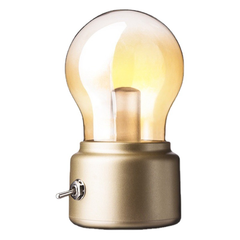 Retro Rechargeable Light Bulb Night Light Creative Bedside Table Lamp Eye Protection Bedroom Decoration Led Atmosphere Light Cafe