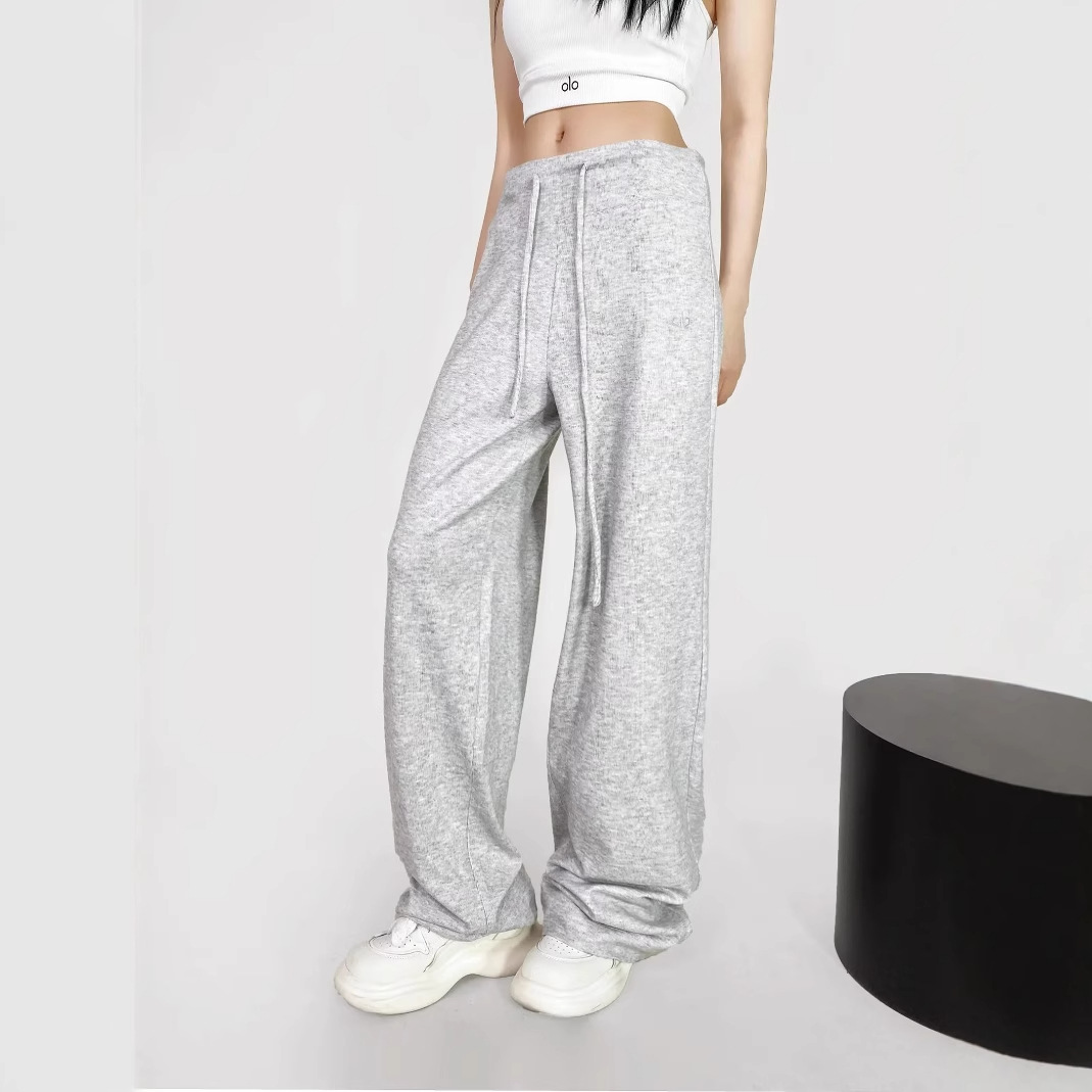 American Style Retro Lazy Style Loose Wide Leg Pants Loose Shaking and Sagging Pants Women's Loose Waist Casual Sweat Pants