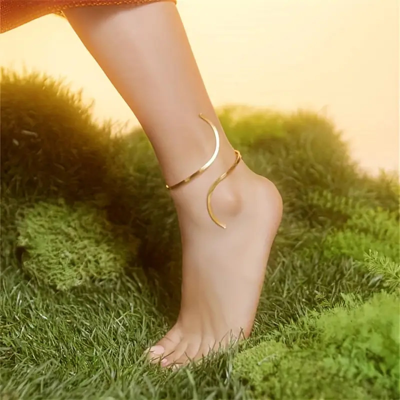 European and American Retro Linear Geometric Curved Shacklet Footwear Fashion 2025 Hot Selling Summer Beach Matching Jewelry