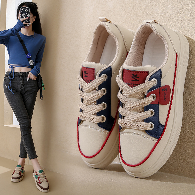 Autumn 2024 New Ins Korean Style Comfortable White Shoes Women Students Thick-soled All-match Casual Sports Women's Sneakers Q63