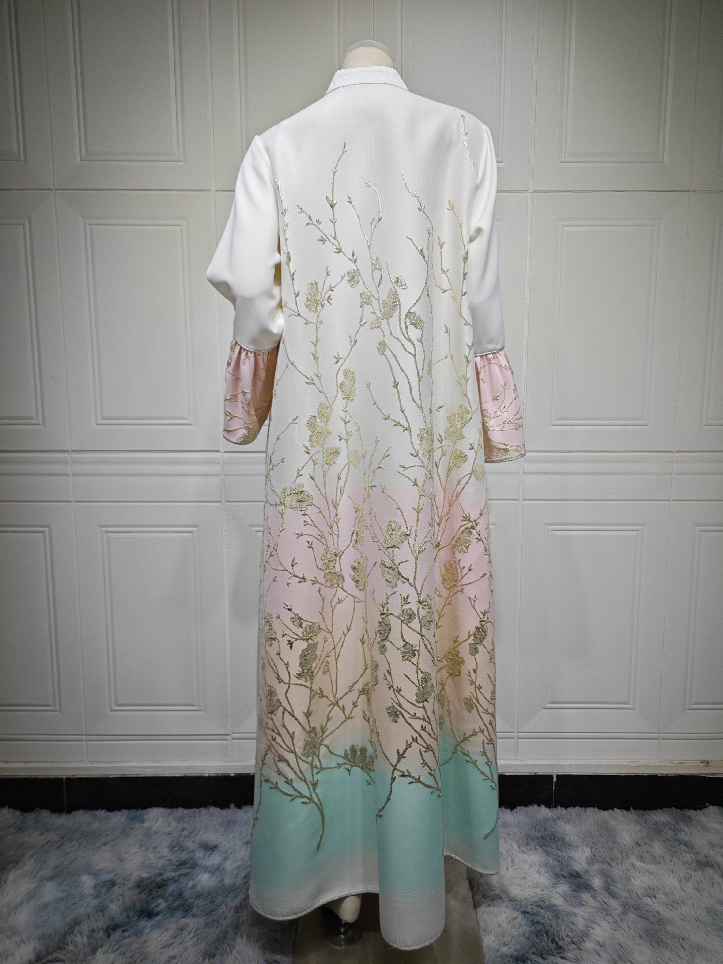 Picture of AB393 Muslim Women Arabian Dubai jalabiya Fashion Jacquard Gradient Robe Cross Border Women