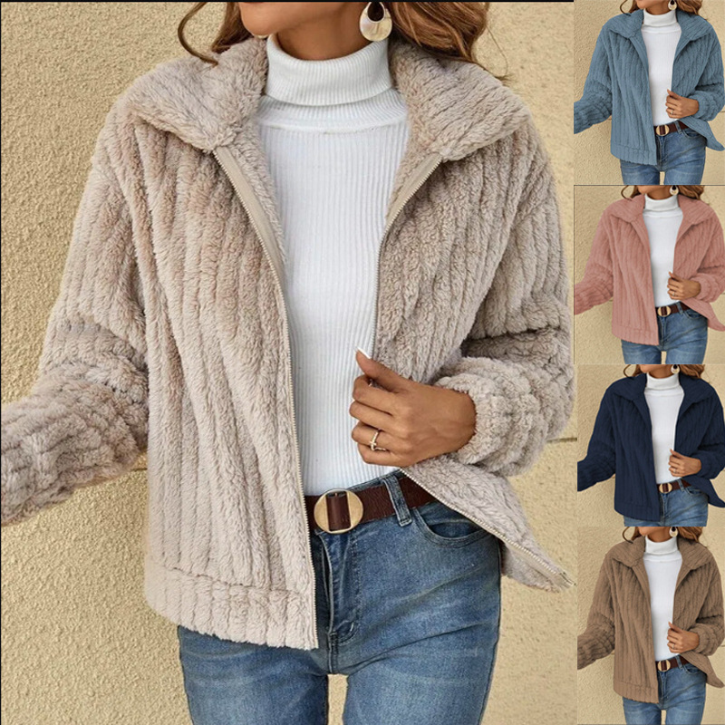 Picture of Amazon Europe and the United States cross-border women's temu2025 autumn and winter new wool plush cardigan lapel short coat