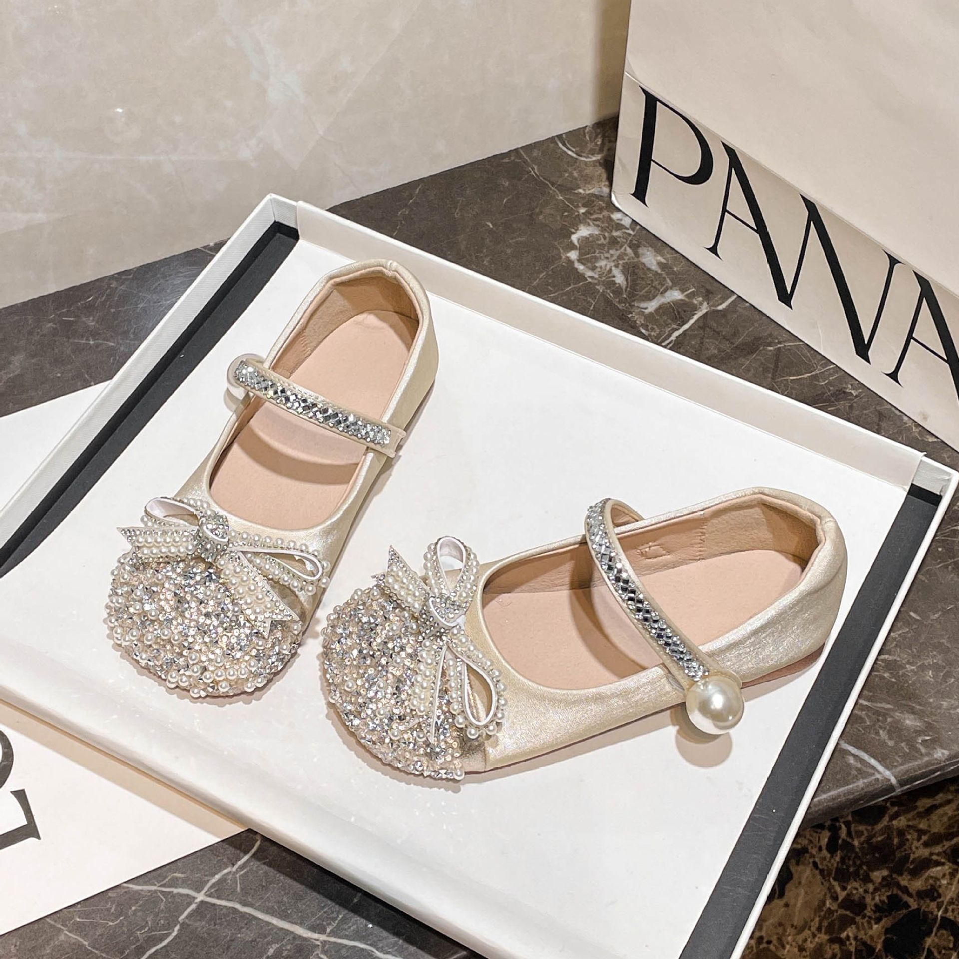 Girls Crystal Princess Shoes New Children's Small Leather Shoes Aisha Shiny Dress Shoes Spring and Autumn Performance Shoes