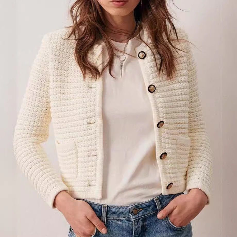 Cross-border New French Niche Retro Top Casual Single-breasted Sweater Jacket Women's Casual Loose Thickened Cardigan