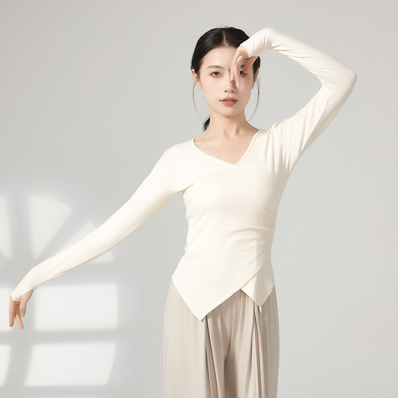 Practice Clothes Spring and Autumn Modern Dance Irregular Hem Long Sleeve Top Women's Classical Chinese Dance Body Dance Clothes