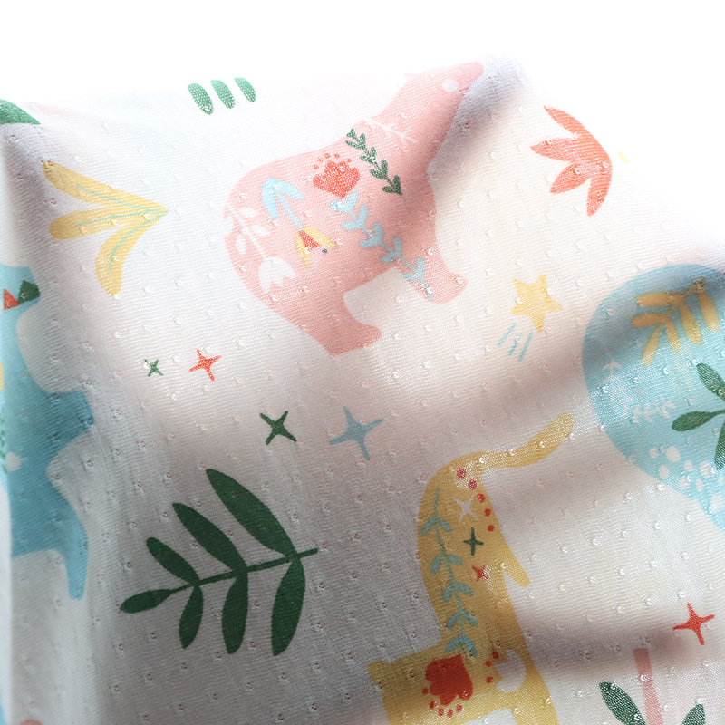 Picture of Kilogram Cool Bamboo Fiber Sweat Bamboo Cotton Cartoon Printed T-shirt Short Sleeve Baby Fabric Antibacterial Knitted Fabric