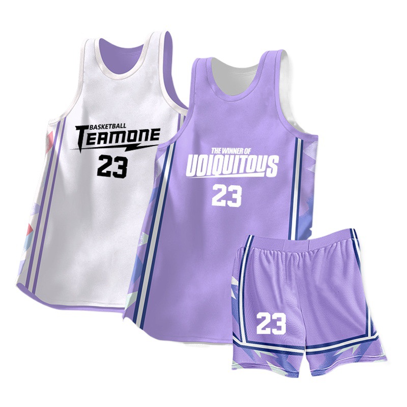 Double-sided Basketball Uniform suit Male Printed Training Uniform Student Double-sided Sports Uniform Team American Jersey