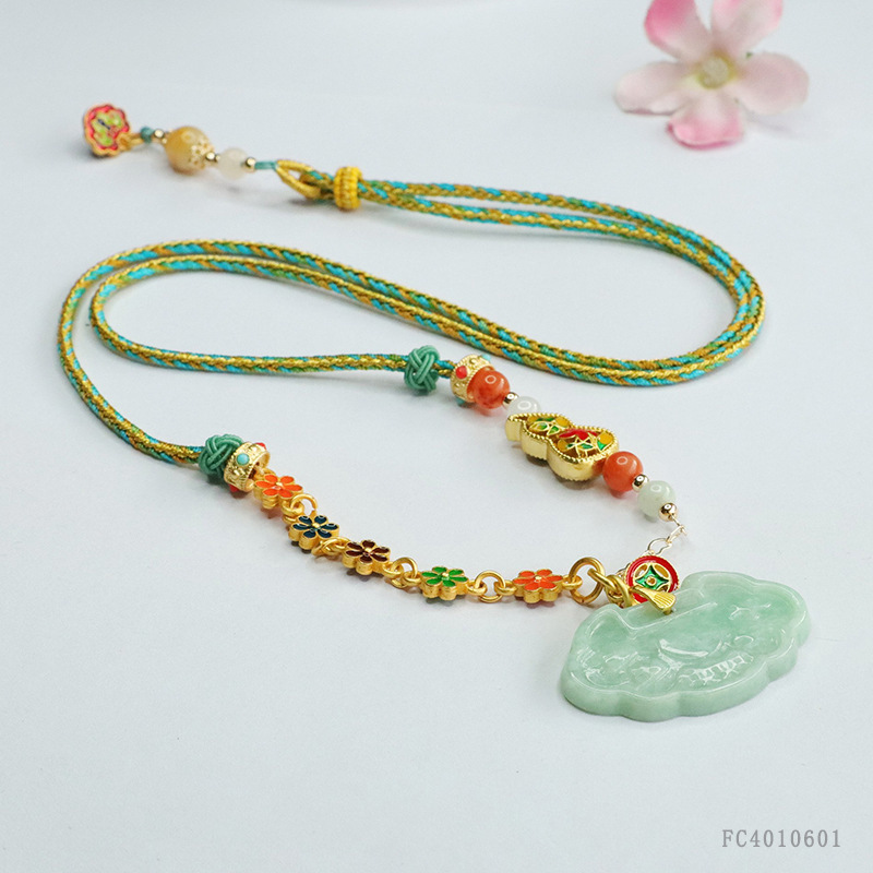 As Yu natural Burma A jade pendant Ping An lock jade pendant factory wholesale FC4010601