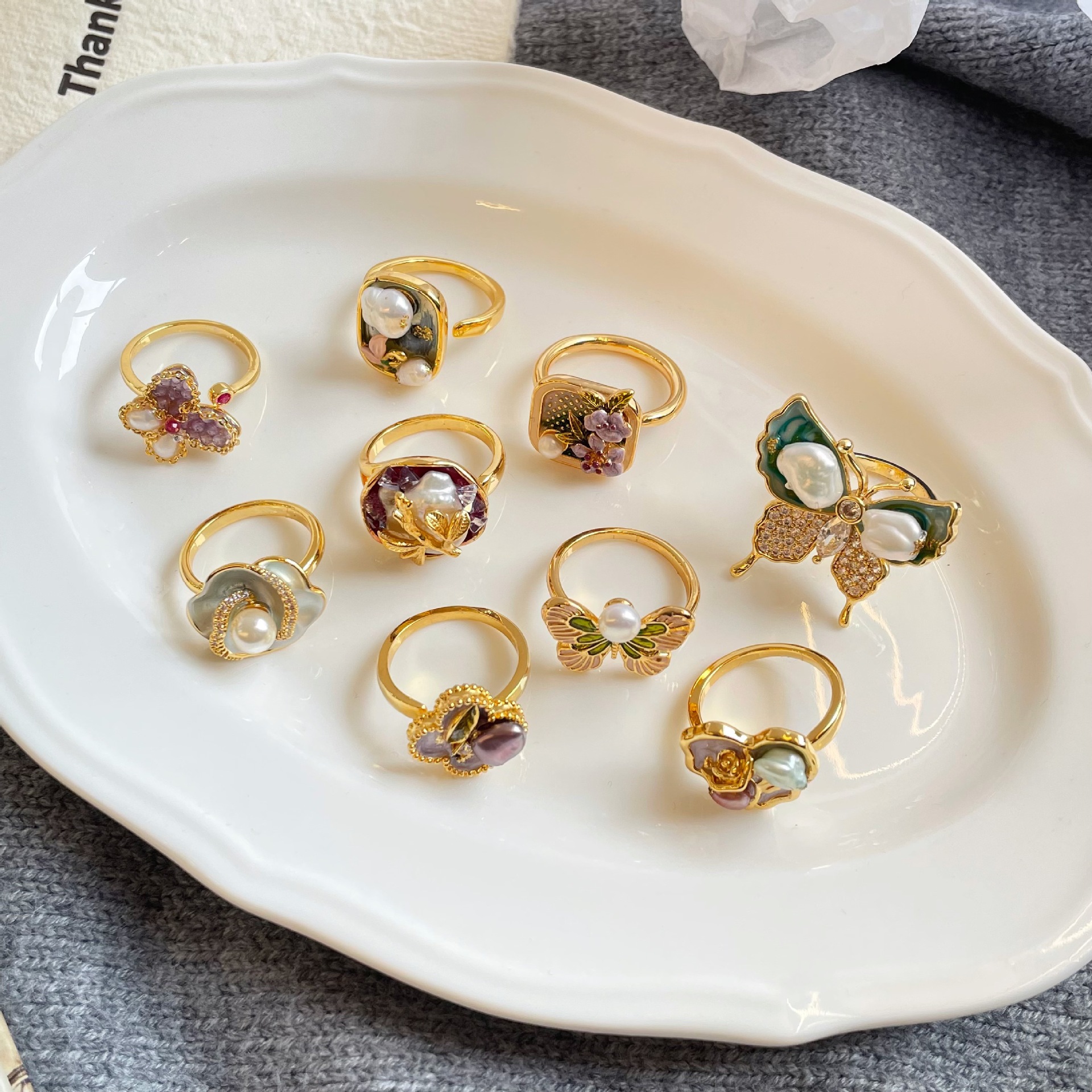 Nala Painted Glaze Dopamine Open Ring Niche High-End Ring for Women Non-Fading Index Finger Ring