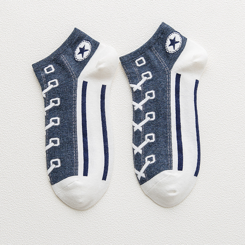 Picture of Cross-Border Spring and Summer Fashion Breathable Shoelace Boat Socks Low-Cut Short-Tube Personalized Ins Sneakers Trendy Sports Shoes Socks