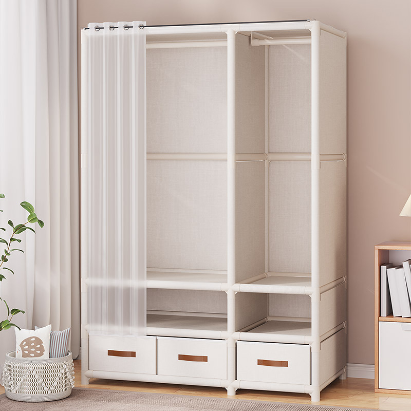 Wardrobe for Home Bedroom, Simple Fabric Wardrobe with Drawers, Suitable for Small Rooms or Rental Apartments, Sturdy Wardrobe Storage Rack