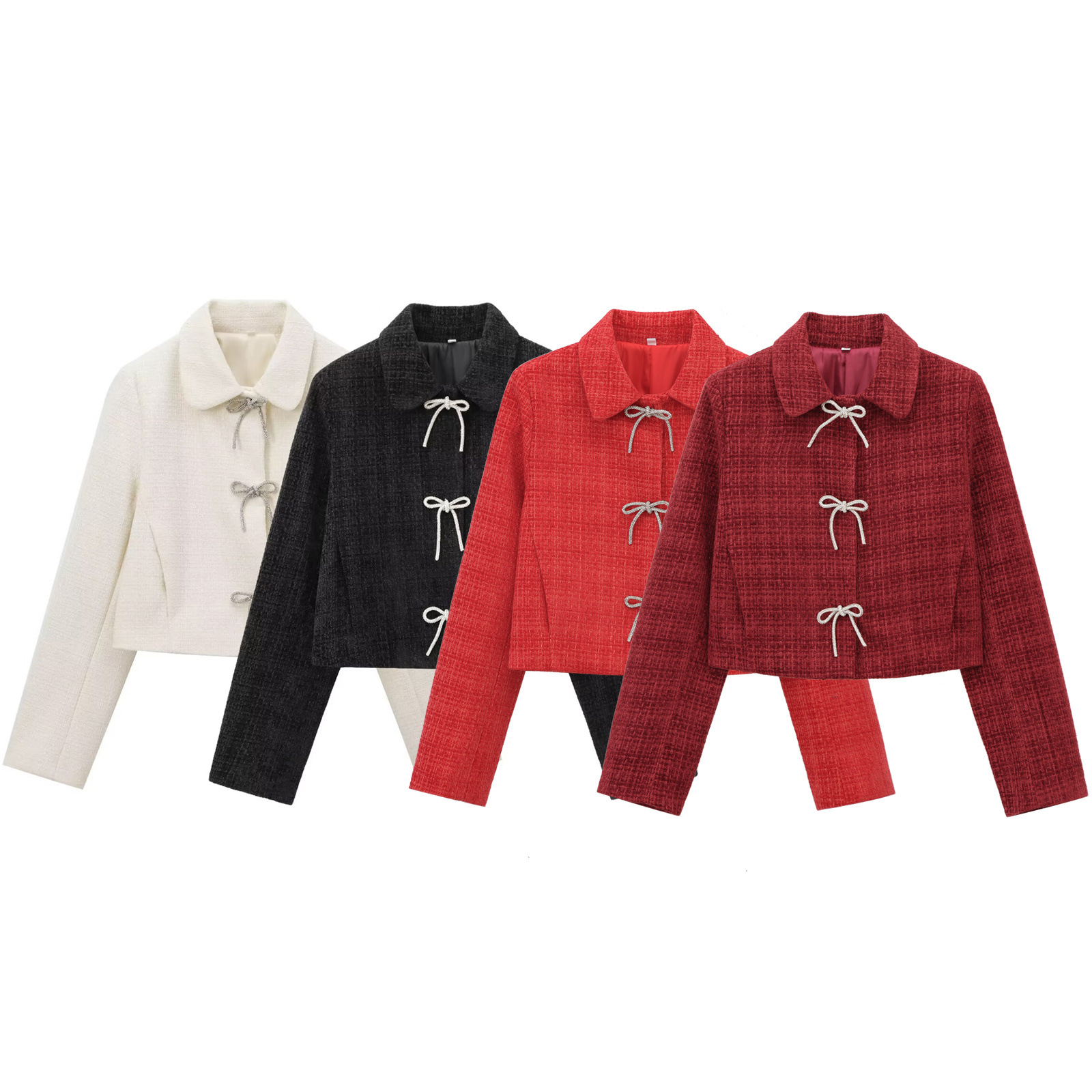 ZA cross-border women's clothing wholesale European and American style temperament Joker bow button texture small fragrant style coat 8711123