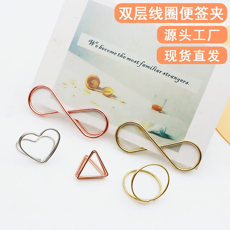 Picture of Triangular Sticky Note Holder Double-Layer Heart-Shaped Business Card Holder Wedding Memo Storage Desk Card Number Plate Photo Display Clip