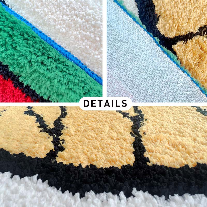 Picture of Cartoon Fries Shape Bedroom Decorative Carpet Full Shop Children's Room Spaced Cool Bedside Blanket Cats Flocking Mat