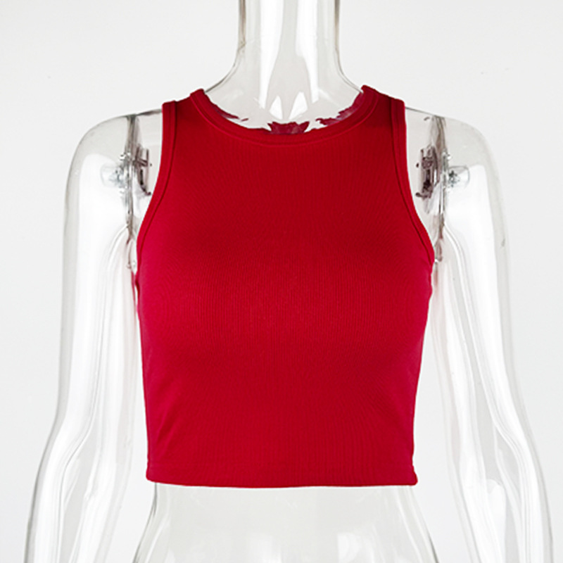 Picture of European and American Ins Sports Short Navel-Baring Sleeveless Top for Women 2025 Summer Cross-Border New Tight-Fitting I-Shaped Vest