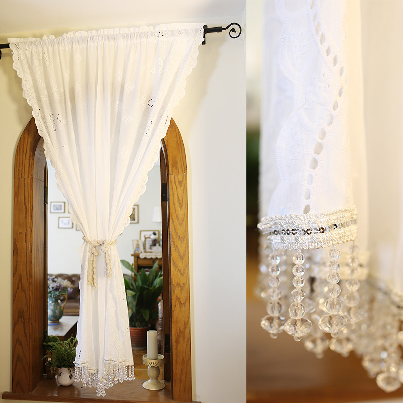 British Country Cotton Short Curtain Crystal American Country Half Curtain Short Curtain Door Curtain Cabinet Door Curtain Decorative Curtain