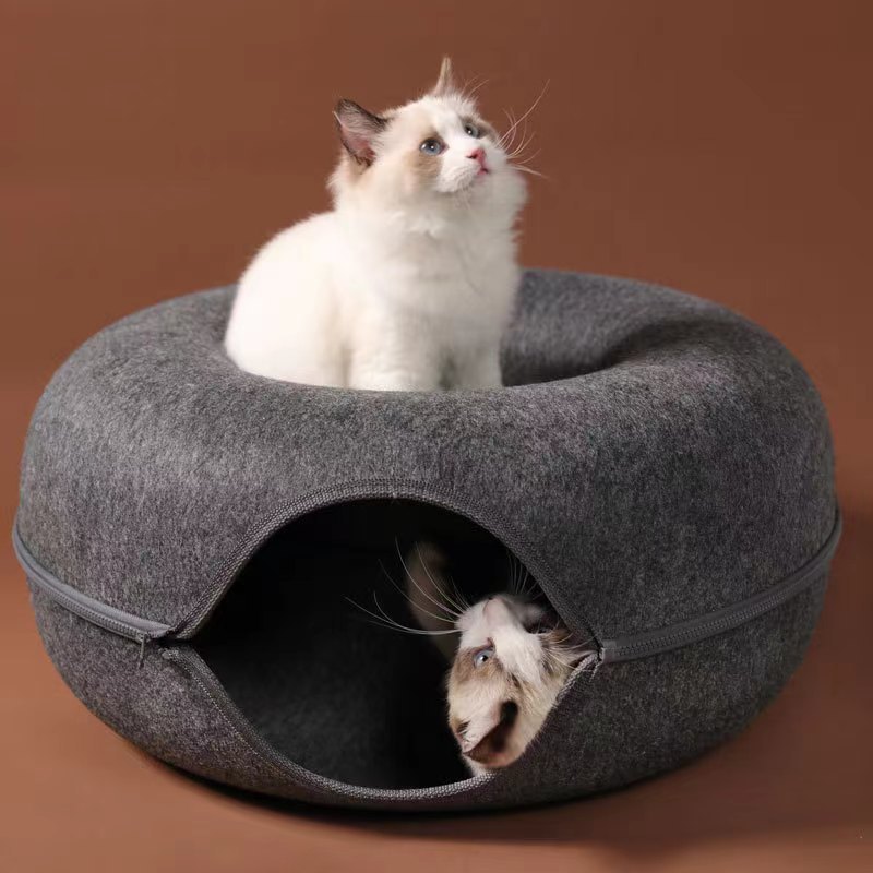 Donut Felt Cat Tunnel Nest, Removable and Washable with Zipper, Suitable for All Seasons, Cat Paradise, Ready for Wholesale, Cute Style