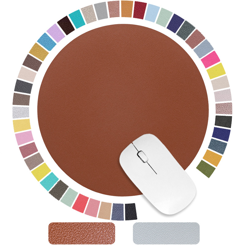 Small Fresh Round Leather Mouse Pad small size Solid Color Portable Simple Leather Office Desk Mat Computer Mouse Mat