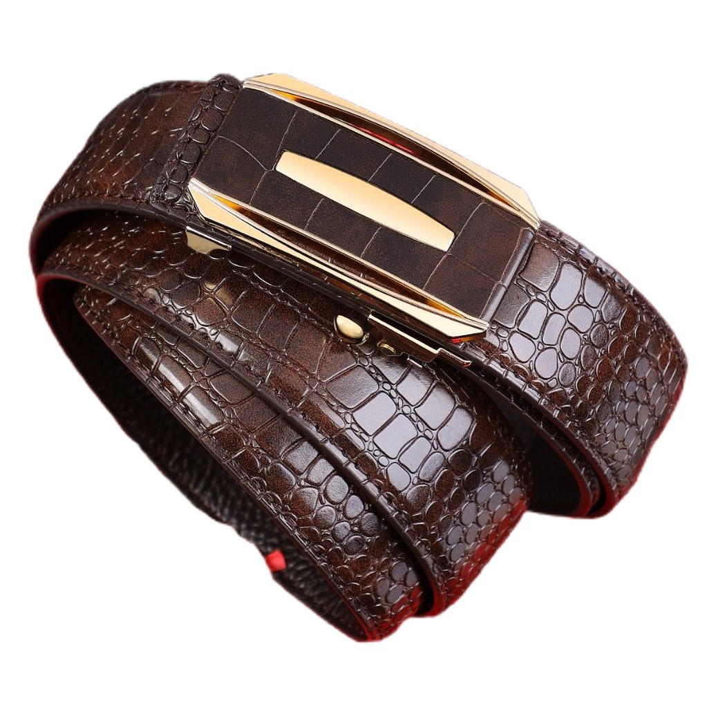 Men's Belt New Crocodile Pattern Genuine Leather Automatic Buckle Fashionable All-match Belt Casual Business Trendy in stock Belt