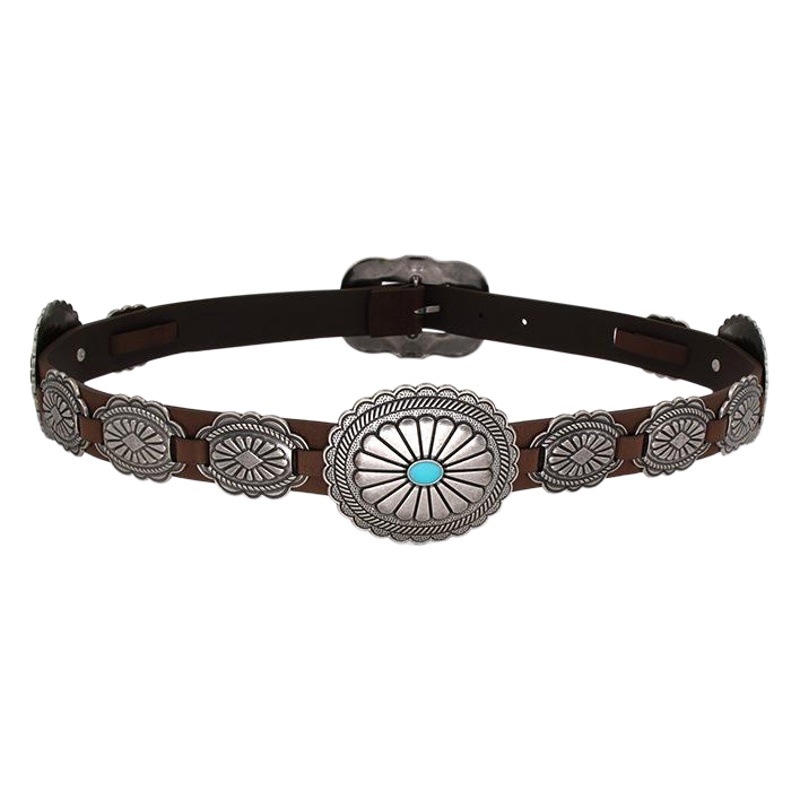 Bohemian West Denim Style American Women's Retro Big Accessories Belt Wide Belt Carved Fashion Women's Belt