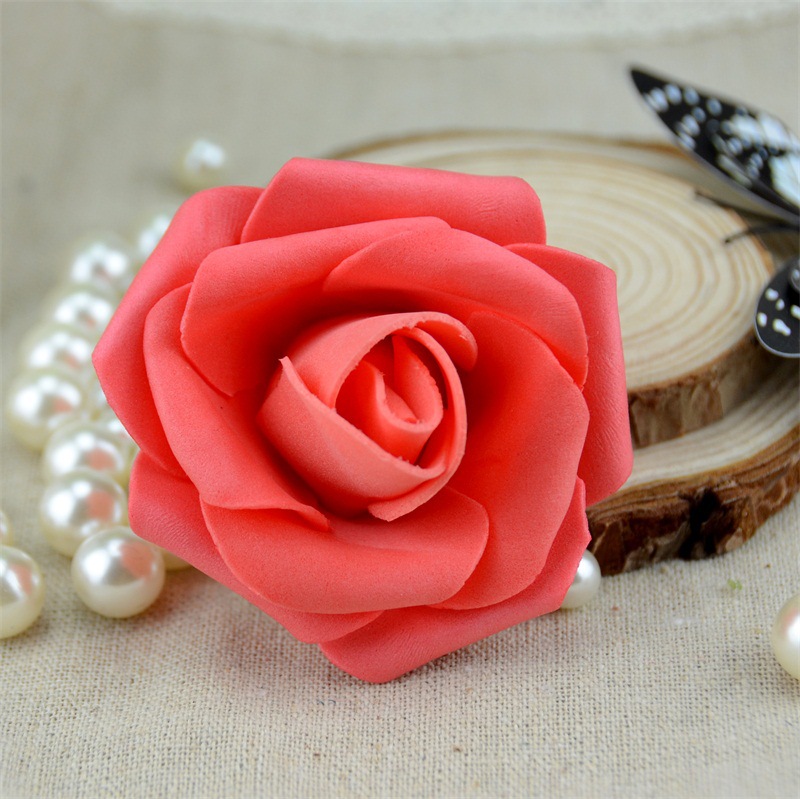 Picture of 7cm Simulated Pe Rose Head Chinese Valentine's Day Foam Rose Flower Wedding Valentine's Day Bouquet Packaging Material