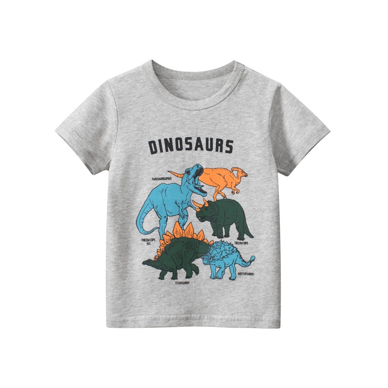 Picture of 27Kids Korean Style Children's Clothing Summer 2025 New Style Boys Cartoon Short-Sleeved T-Shirt Dinosaur Half-Sleeved One Piece Drop Shipping