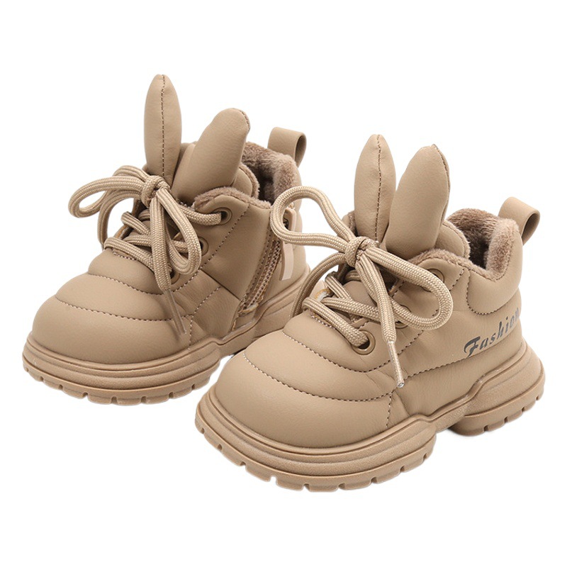 Microphone bear children's sneaker fleece-lined baby toddler shoes autumn and winter New boys' casual shoes baby girls' shoes