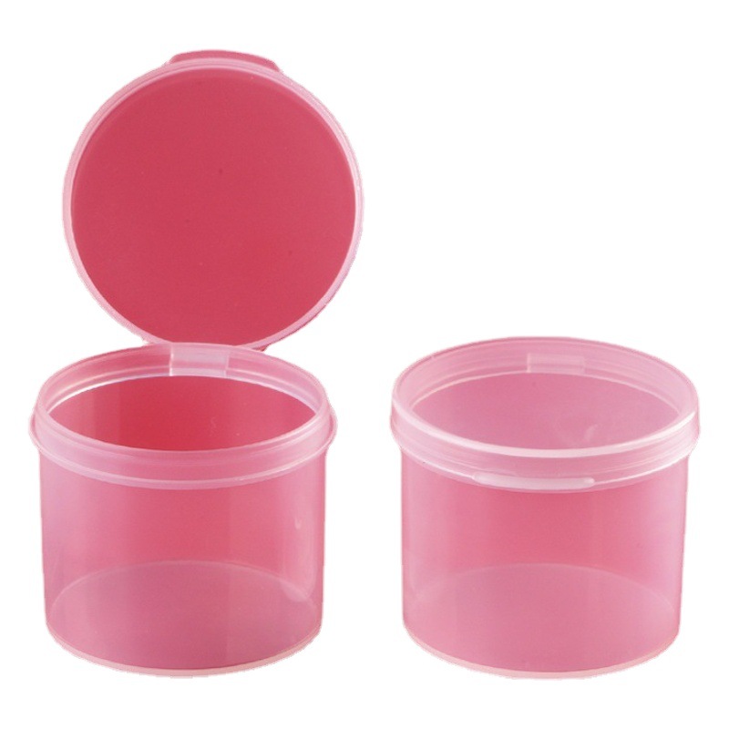 Transparent round plastic box cylinder jewelry plastic packaging box flip parts toy storage box pp box