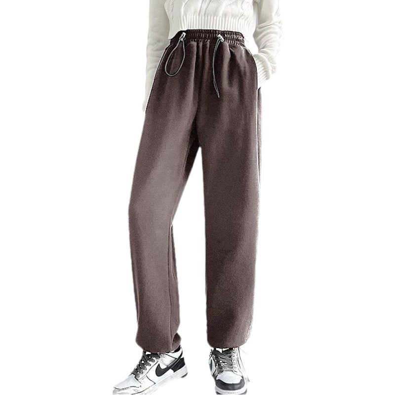 Spring and Autumn Small Waffles Wide Loose Lantern Straight Tube Women's Drawstring Pants Casual plus size Sports Pants