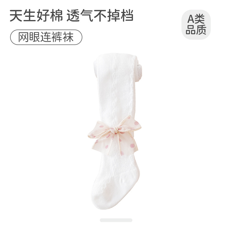 Picture of Summer mesh pantyhose girls leggings Princess wind lace bow breathable anti-mosquito children's pantyhose wholesale
