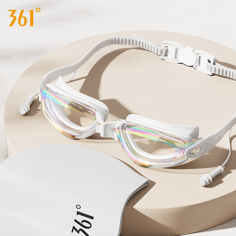 Picture of 361 degree swimming goggles earplugs integrated swimming glasses widened field of vision myopia glasses colorful electroplated swimming glasses