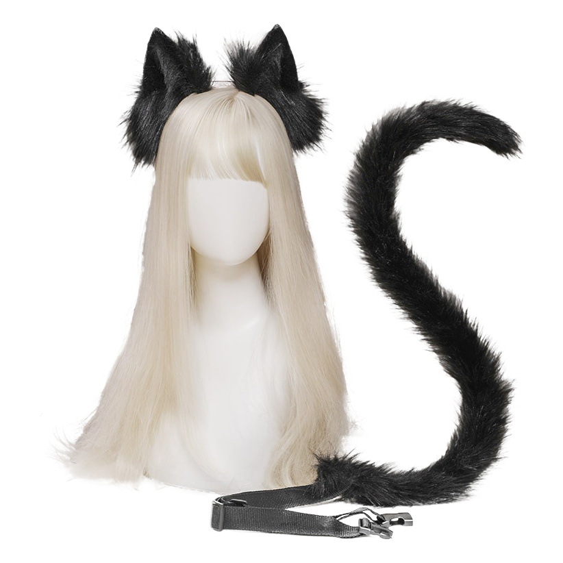 Picture of Dropshipping Cat Ears and Tail Cosplay Accessories Hand-Made Simulated Animal Ears Headband and Tail Accessories Set
