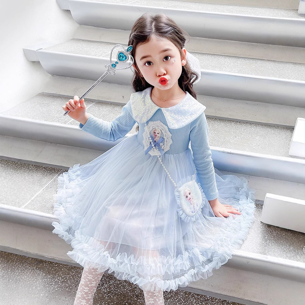 Girl's Princess Aisha Dress Autumn New Style Girl's Autumn Baby Girl's dress Children's Fairy Dress