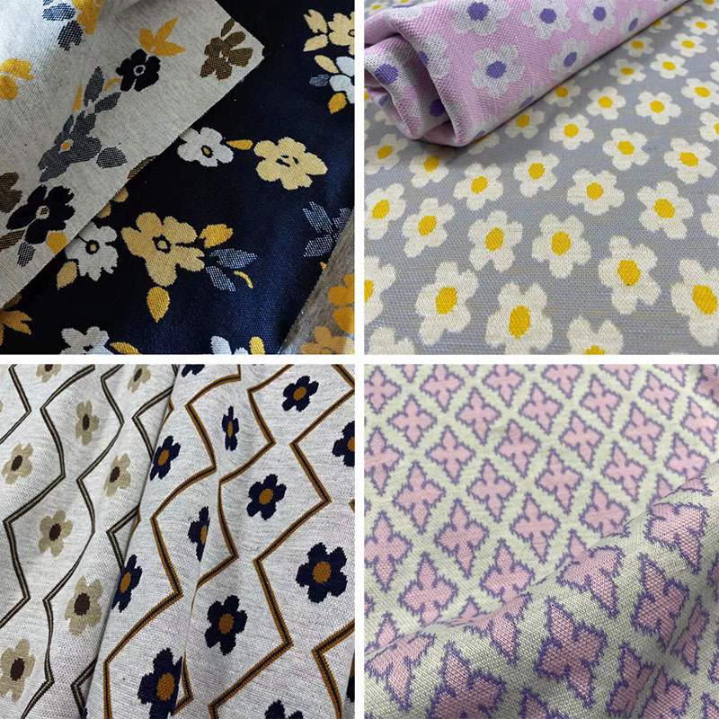 2025 New Knitted Jacquard Fabric Flower Love Diamond Plaid Fabric Fashion Children's Wear Yarn-dyed Fabric in stock
