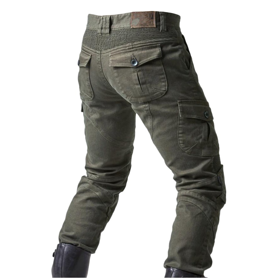 Genuine Cycling Pants Men's Summer Motorcycle Motorcycle Anti-fall Knight Equipment Four Seasons Elastic Cowboy Army Green Racing Pants